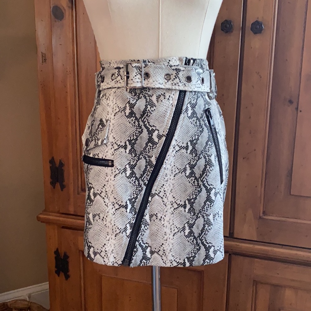 Honey Punch faux snake skirt